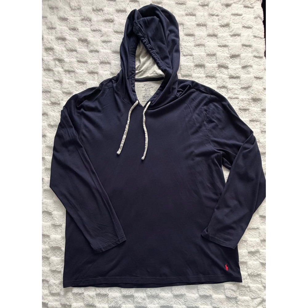 Polo Ralph Lauren Mens XL Navy Blue Supreme Comfort Cotton Modal Hoodie Shirt